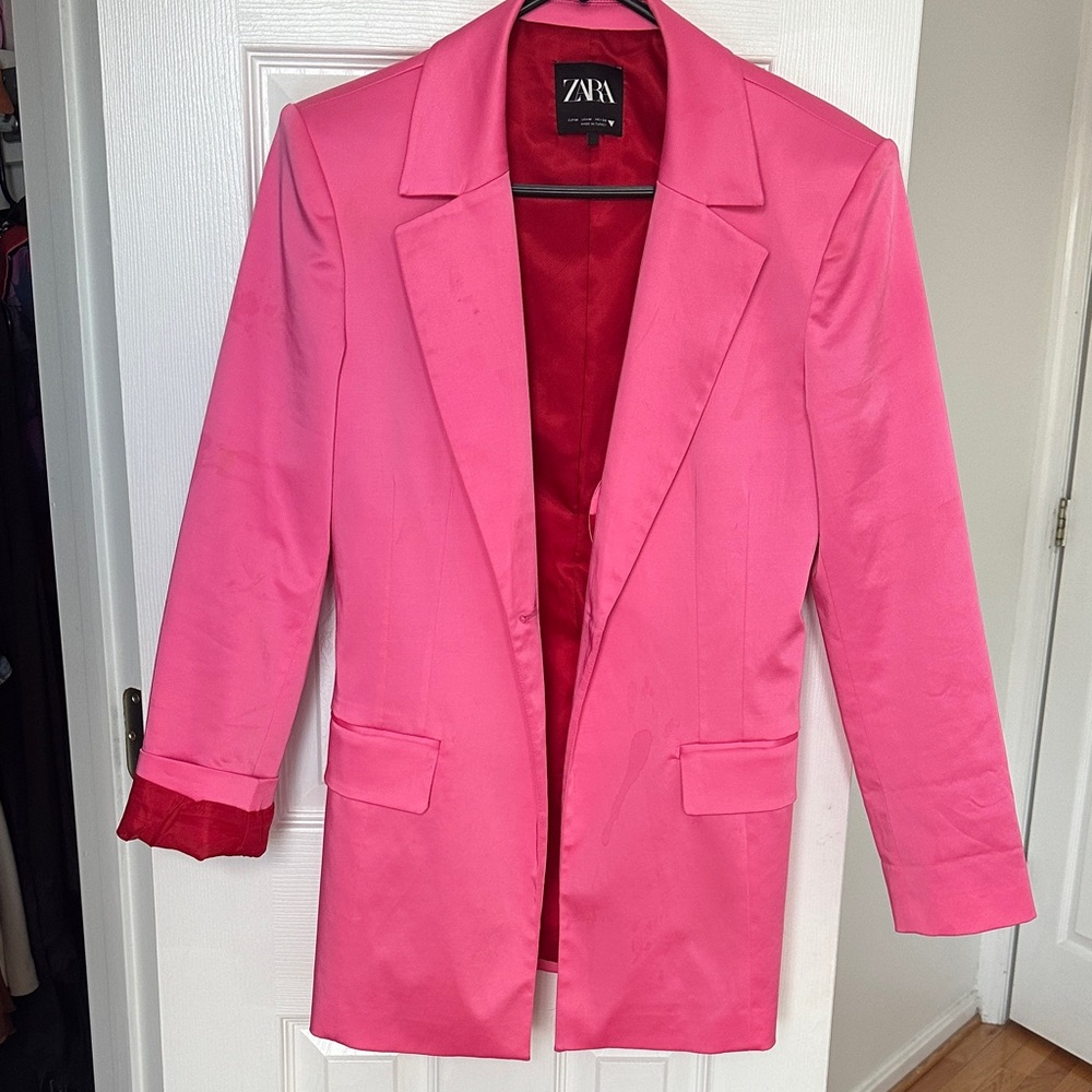 Zara Women's Vibrant Pink Suit Jacket